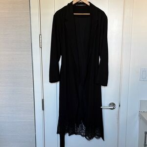 Elegant Black Lace Trim coat
